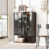 51.2'' Tall Lighted Display Cabinet with Tempered Glass Door, Metal Frame LED Curio Cabinet, Modern N845P261777D