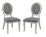 Transitional Antique White and Gray Side Chairs Set of 2 Chairs Dining Room Furniture Padded fabric B01152296