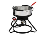 13*32inch Four-Piece Set, Black Round Iron Stove Frame, Silver Aluminum 30qt Turkey Pot 10qt Fish 39889046