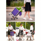 Folding Rolling Cart with Wheels Shopping Cart Portable Trolley Bag, Utility Cart Heavy Duty Stair 08276893