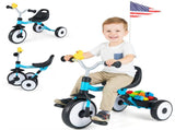 Toddler Tricycle with Rainbow LED Wheels, Foldable 3-in-1 Balance Bike with Carbon Steel Frame, 53048540