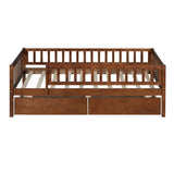 Twin Size Daybed Wood Bed with Two Drawers, Walnut WF301864AAL
