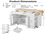 Kitchen Island with Drop Leaf, Kitchen Cart with 3 Tier Pull Out Cabinet Organizer, Internal 63885739