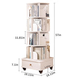 Rotating Bookshelf with Drawer, 360 Display 5 Tier Corner Bookshelf for Small Space, Floor Standing W2641P329210