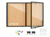 Outdoor Lockable Cork Bulletin Board, Aluminum Framed Enclosed Notice Display Case with Shatterproof 08178961