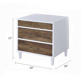 Two-tone Finish Nightstand with 3 Drawers, White and Weathered Oak B016P256489