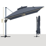 11FT Patio Umbrella Outdoor Square Double Top Umbrella in Gray T3609P347438