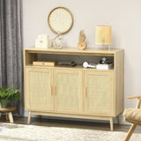 Sideboard Buffet Cabinet with Rattan Doors, Natural 47648043