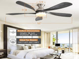 52 Inch Ceiling Fan with Dimmable 3 Colors LED Light Reversible Noiseless DC Motor Smart APP Remote W934P147643