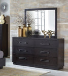 ZUN Modern Bedroom Furniture 1pc Dresser of 6x Drawers Charcoal Finish Glass Insert Top Stylish Gunmetal B011P201585