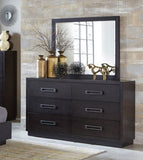 ZUN Modern Bedroom Furniture 1pc Dresser of 6x Drawers Charcoal Finish Glass Insert Top Stylish Gunmetal B011P201585