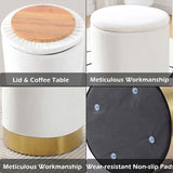 SKU98257585)Round Storage Ottoman Velvet Upholstered Footrest Dressing Stool, Padded Vanity Stool 31677062