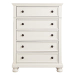 ZUN Casual White Finish 1pc Chest of Drawers Antique Bronze Tone Knobs Bun Feet Bedroom Furniture B01146547