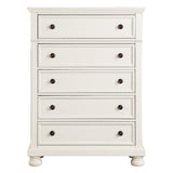 ZUN Casual White Finish 1pc Chest of Drawers Antique Bronze Tone Knobs Bun Feet Bedroom Furniture B01146547