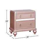 2 Drawers Wooden Nightstand with Mirror Trim, Rose Gold B016P251438
