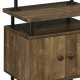 Rustic Oak And Black Side Pier With Open Shelving B062P184599