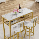 Dining Table Set with 2 Stools,3 Piece Counter Height for Kitchen, Living Room, Small Apartment W578P304320