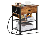 Modern Nightstand with 2 Storage Shelves & Charging Station, Rustic Brown 10687987
