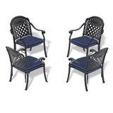 ZUN Cast Aluminum Patio Dining Chair 4PCS With Black Frame and Cushions In Random Colors W1710P166054