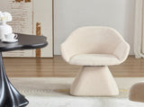 180&deg Swivel Dining Accent Chair, Barrel Upholstered Armchair with Solid Wood Base, Modern Beige W2664P462025
