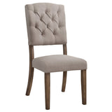 Beige and Weathered Oak Tufted Back Side Chairs B062P182708