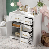 36" Luxury Elegant Bathroom Vanity with Ceramic Sink, Soft Closing Doors, 4 Durable Smooth N729P257284K