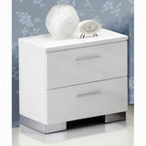 2 Drawers Nightstand with Chrome Legs, White B016P253012
