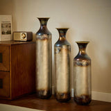 Floor metal vase modern style decoration droplet shaped white metal vase 3-piece set gorgeous W2796P290476