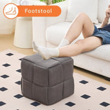 Square Ottoman Foot Stool Corduroy Vanity Chair Bench with Padded Woven Footrest for Entryway Living 37655302