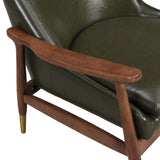 29.2'' Mid-Century Faux Leather Accent Chair with Cushioned Seat, Solid Wood Frame, and Brass-Tipped N767P205863G