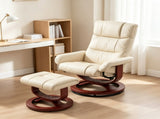 Swivel Recliner and Ottoman Set with Massage & Remote Cream White 72418688