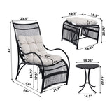3 Pieces Wicker Outdoor Patio Furniture Set with Lounge Chair, Balcony Chairs Table Set with N780P209442B