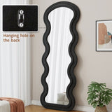 Flannel Full Length Wave Floor Mirror with Stand for Bedroom living room Hanging or Against The Wall 90696123