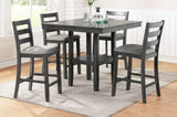 Classic Dining Room Furniture Gray Finish Counter Height 5pc Set Square Dining Table w Shelves B011119806