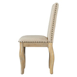 TREXM Set of 4 Dining chairs Wood Upholstered Fabirc Dining Room Chairs with Nailhead WF291264AAE