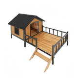 Outdoor Large Wooden Cabin House Style Wooden Dog Kennel with Porch W219P246168