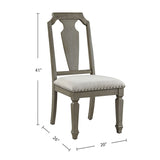 Set of 2 Side Chairs with Linen Padded Seat, Beige and Weathered Oak B016P314483