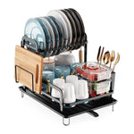 ZUN 2-Tier 16.65x14.57x13.11in Dish Drying Rack for Kitchen Dish Rack with Drainboard Detachable Kitchen 75843692