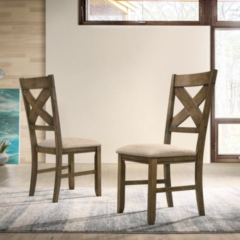 ZUN Raven Wood Fabric Upholstered Dining Chair Set of 2 T2574P164580