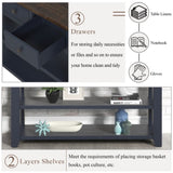 48'' Solid Pine Wood Top Console Table, Modern Entryway Sofa Side Table with 3 Storage Drawers and 2 W120246667