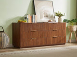 6 Drawers Dresser,55" Wide Modern Chest of Drawers Curved wave Design, Dresser TV Stand, Wood Drawer W1820P324616