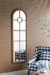 ZUN 24x79" Half-Round Elongated Mirror with Decorative Window Look Classic Architecture Style Solid Fir W2078126755