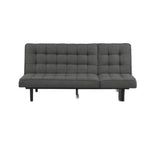 Dark Gray Futon Sofa Biscuit Tufting Seat Back 1pc Sofa Adjustable Headrest Converts to Chaise Couch B2741P314816