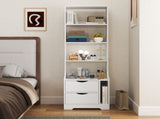 Night Stand with Bookshelf, Night Stand with 2 Storage Drawers for Bedroom 54152433