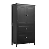 ZUN Bathroom Storage Cabinet, Cabinet with Two Doors and Drawers, Adjustable Shelf, MDF Board, Black 61107044