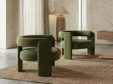 Accent Chair Living Room, Velvet Comfy Single Sofa Chair Mid-Century Modern Armchair Wooden Legs 68576006
