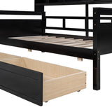 Twin size Daybed, Wood Slat Support, with Bedside Shelves and Two Drawers, Espresso N708P245183P
