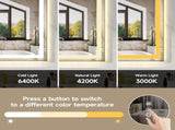 28x36" Gold Tempered Mirror Dual LED Light Strips Front and Back LightingUnable ship on weekends, 82248338