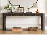 TREXM Rustic Console Table with Curved Corners for Safety, Entryway Table with 3 Concealed Drawers, N715P361525P
