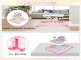 Pink Foldable Baby Walker with Detachable Tray & Shape Sorter Toys, 3-Level Height Adjustable for 94667255